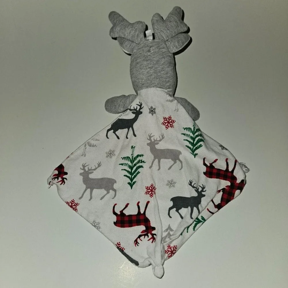 Max & Olivia Gray Reindeer Plush Mini Lovey Baby Toy Trees Snowflakes Winter